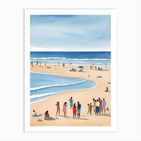 People On The Beach Painting (11) Art Print