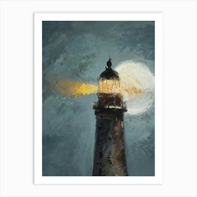 Lighthouse At Night 1 Art Print