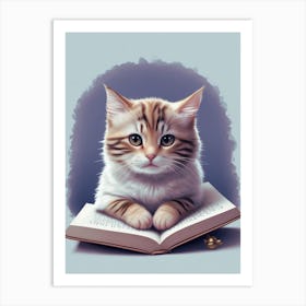 Cat Reading A Book 1 Art Print