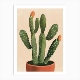 Cactus Plant Minimalist Illustration 3 Art Print