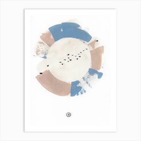 Murmuration 4 - minimal abstract birds flock beige blue Art Print