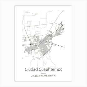 Ciudad Cuauhtemoc,Mexico Minimalist Map Art Print