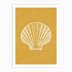 Vintage Sea Shell Silhouette In Mustard Yellow Art Print