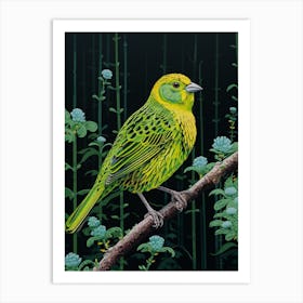 Ohara Koson Inspired Bird Painting Yellowhammer 1 Art Print