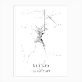 Balancan,Mexico Minimalist Map Poster