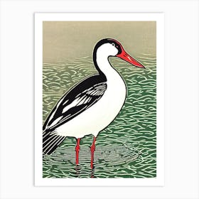 Bird Canvasback Linocut Bird Art Print