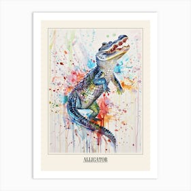 Alligator Colourful Watercolour 2 Poster Art Print