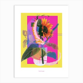 Sunflower 1 Neon Flower Collage Poster Art Print