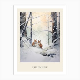 Winter Watercolour Chipmunk 6 Poster Art Print