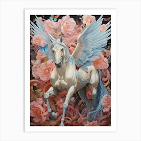 Pegasus With Roses Art Print