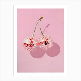 Cherries On A Pink Background Art Print