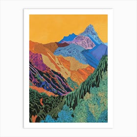 Colourful Mountain Illustration Poster Art Print 23 Art Print