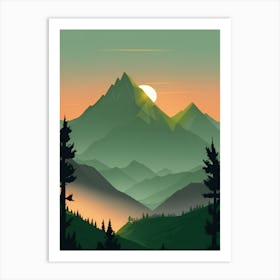 Misty Mountains Vertical Composition In Green Tone 20 Art Print