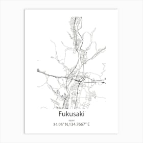 Fukusaki,Japan Minimalist Map Art Print