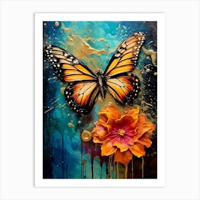 Butterfly And Flower Art Print