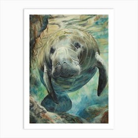 Manatee Pastel Watercolour 4 Affiche