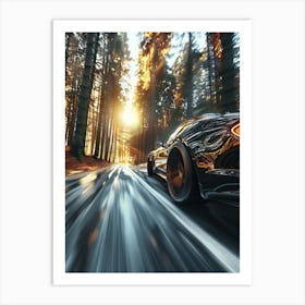 Sports Car In The Forest Art Print