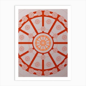 Geometric Glyph Circle Array in Tomato Red n.0109 Art Print