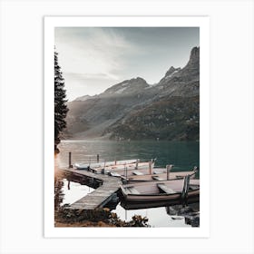 Lake House Canoes Art Print