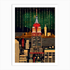 Empire State Building Stitch Design  Art Print