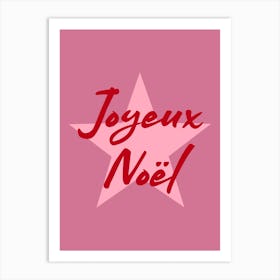 Joyeux Noel Pink and Red Art Print