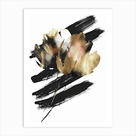 Black And Gold Flowers 3 Art Print