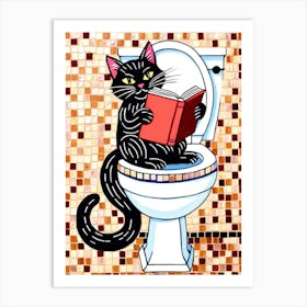 Black Cat Reading A Book 2 Art Print