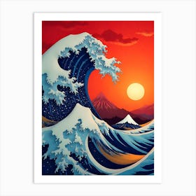 Great Wave Off Kanagawa sunset ocen waves Art Print