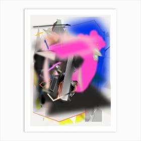 Coloful Geometric Abstraction Black Pink Yellow And Blue 1 Art Print