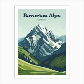 Bavarian Alps Germany Mountain Travel Art Illustration Art Print