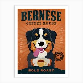Bernese Mountain Dog Coffee House Art Print