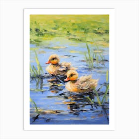Ducklings Impressionism Style 3 Art Print