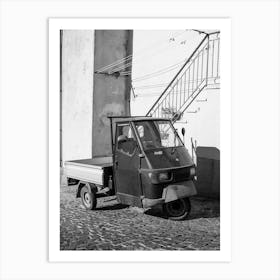 Ape Car in a small Italian village, Carpino | Black and White Photography Art Print