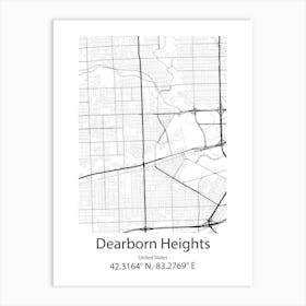 Dearborn,United States Minimalist Map Art Print