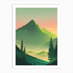 Misty Mountains Vertical Composition In Green Tone 218 Art Print