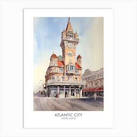 Atlantic City 2 Watercolour Travel Poster Art Print