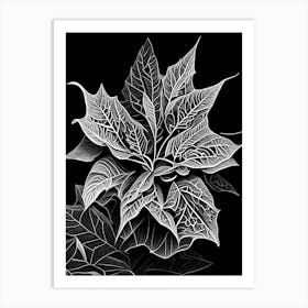 Poinsettia Leaf Linocut 2 Art Print