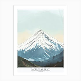 Mount Ararat Turkey Color Line Drawing 2 Poster Art Print