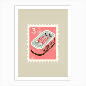 Rose Sardines Can Postage Stamp Art Print