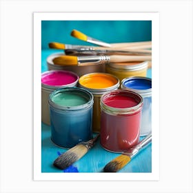 Paints And Brushes Art Print