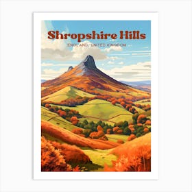 Shropshire Hills England Nature Modern Travel Illustration Art Print