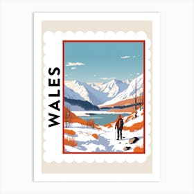 Retro Winter Stamp Poster Snowdonia United Kingdom 4 Art Print