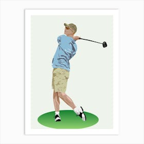 Golfer Swinging A Golf Club Art Print