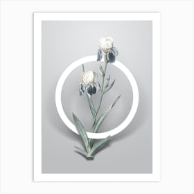 Vintage Elder Scented Iris Minimalist Botanical Geometric Circle on Soft Gray n.0421 Art Print