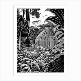 Phipps Conservatory And Botanical Gardens,1,  Usa Linocut Black And White Vintage Art Print