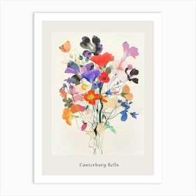 Canterbury Bells Collage Flower Bouquet Poster Art Print