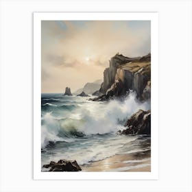 Vintage Coastal Seaside Painting (28) 1 Art Print