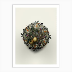 Vintage Pear Fruit Wreath on Ivory White Art Print