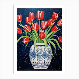 Flowers In A Vase Still Life Painting Tulips 10 Art Print