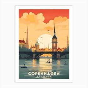 Denmark Copenhagen Travel Retro Landscape Art Print